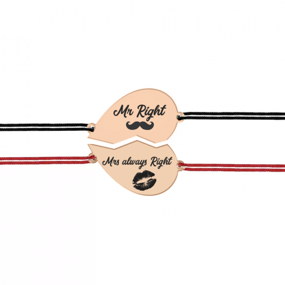 Set bratari argint cuplu inimioare 16 mm si snur negru (M) si rosu (F) (2 bucati incluse) - personalizate cu text - placate cu aur roz Set bratari argint cuplu inimioare 16 mm si snur negru (M) si rosu (F) (2 bucati incluse) - personalizate cu text - placate cu aur roz